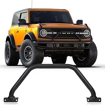 Bumper Bull Bar for 2021-2024 Ford Bronco 2/4 Door, Front Grille Guard Heavy Duty Steel Push Bar, Black Powder Coated Anti-Rust Off-Road Protection, No-Drilling Bolt-on Installation (Not for Sport)